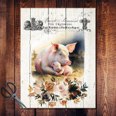 Floral Hampshire Pigs Tissuepapier