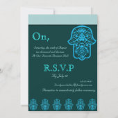 Floral Hamsa (blauw) (huwelijk) Kaart (Achterkant)