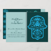 Floral Hamsa (blauw) (huwelijk) Kaart (Voorkant / Achterkant)