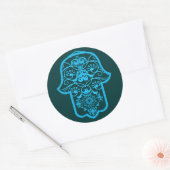 Floral Hamsa (blauw) Ronde Sticker (Envelop)