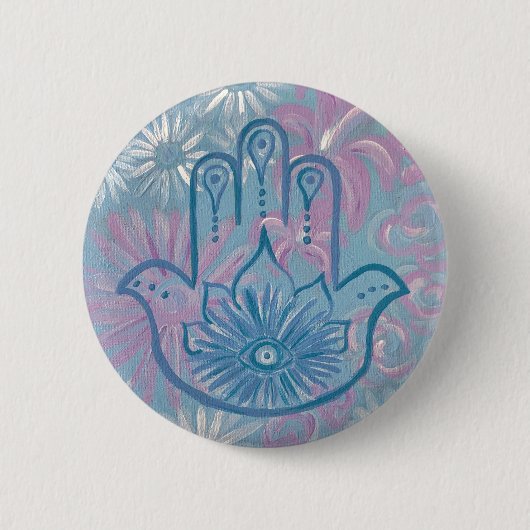 Floral Hamsa Button (Voorkant)