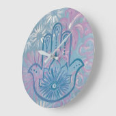 Floral Hamsa Clock Grote Klok (Hoek)