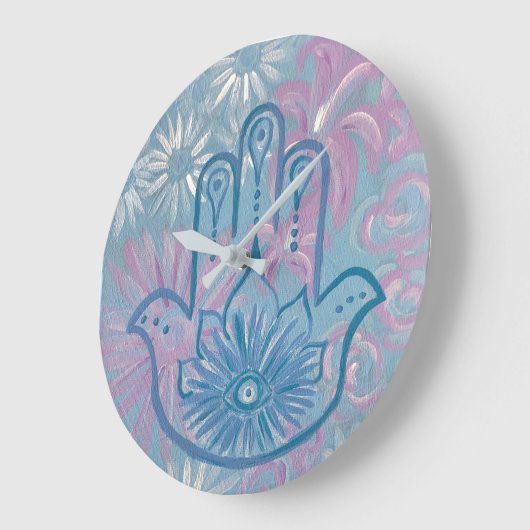 Floral Hamsa Clock Grote Klok (Hoek)