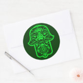 Floral Hamsa (Groen) Ronde Sticker (Envelop)