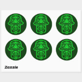 Floral Hamsa (Groen) Ronde Sticker (Vel)