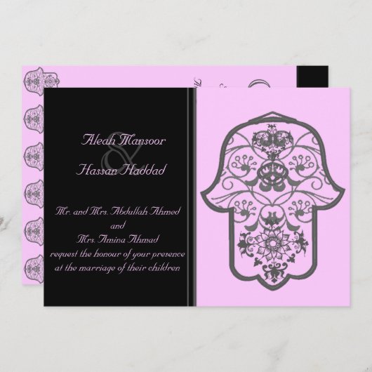 Floral Hamsa (Origineel) (bruiloft) Kaart (Voorkant / Achterkant)