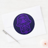 Floral Hamsa (Paars) Ronde Sticker (Envelop)