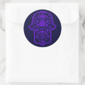 Floral Hamsa (Paars) Ronde Sticker (Tas)