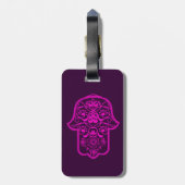 Floral Hamsa Pink Bagagelabel (Achterkant verticaal)