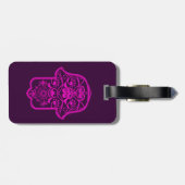 Floral Hamsa Pink Bagagelabel (Achterkant horizontaal)