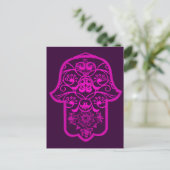 Floral Hamsa Pink Briefkaart (Staand voorkant)
