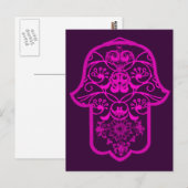 Floral Hamsa Pink Briefkaart (Voorkant / Achterkant)