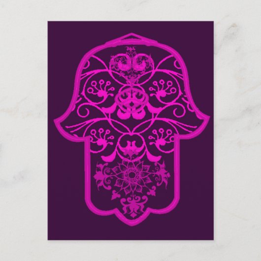 Floral Hamsa Pink Briefkaart (Voorkant)