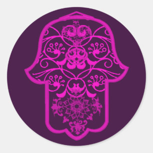 Floral Hamsa Pink Ronde Sticker