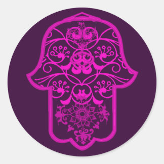 Floral Hamsa Pink Ronde Sticker