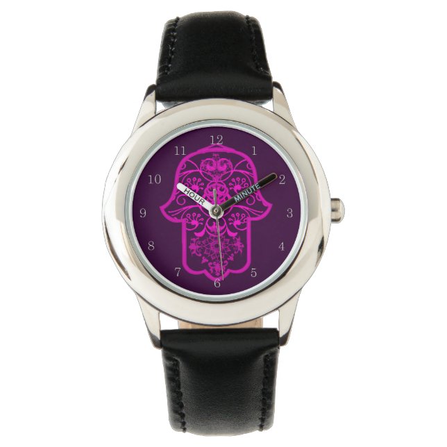 Floral Hamsa polshorloge Horloge (Voorkant)