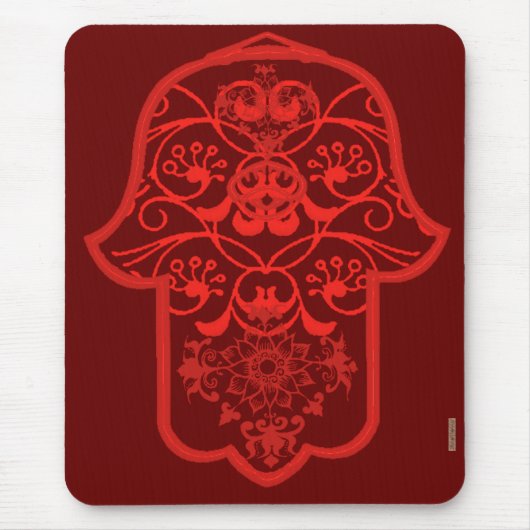Floral Hamsa (Rood) Muismat (Voorkant)
