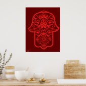 Floral Hamsa (Rood) Poster (Keuken)