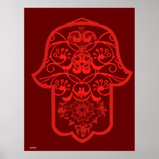 Floral Hamsa (Rood) Poster (Voorkant)