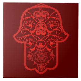 Floral Hamsa (Rood) Tegeltje