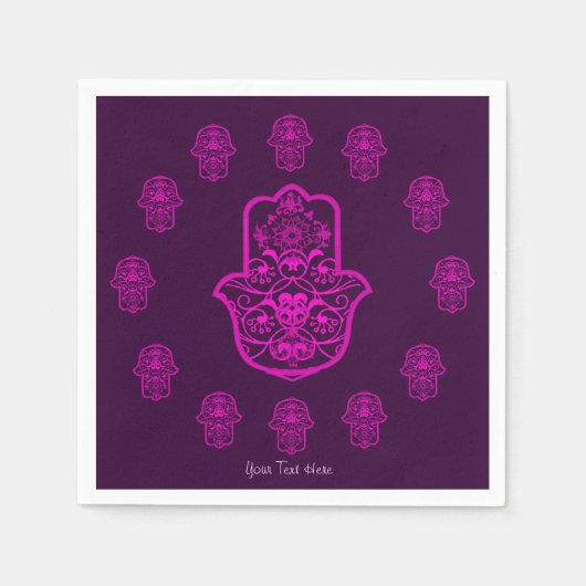 Floral Hamsa (Roze) Servetten (Voorkant)