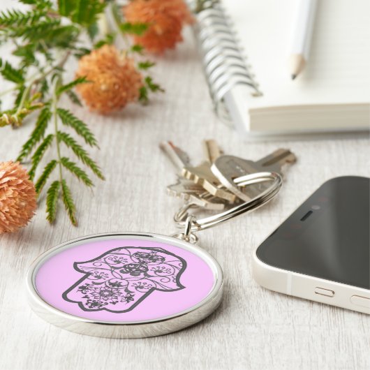 Floral Hamsa Sleutelhanger (Zijkant)