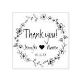 Floral Hand Drawn Wreated Dank u persoonlijk Rubberstempel (Afrduk)