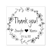 Floral Hand Drawn Wreated Dank u persoonlijk Zelfinktende Stempel (Design)