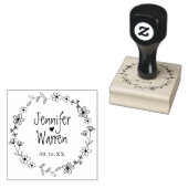 Floral Hand Drawn Wreath Personalized Wedding Rubberstempel (Gestempeld)