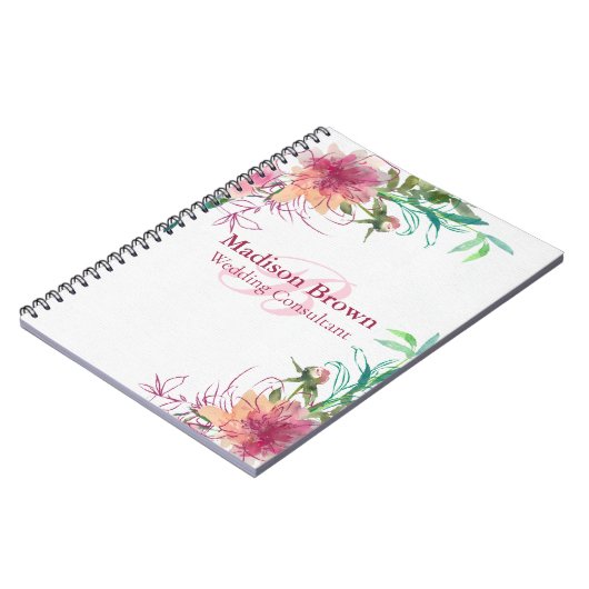 Floral Hand Lettered Monogram Wedding Consultant Notitieboek (Linkerzijde)