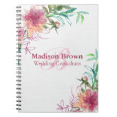 Floral Hand Lettered Monogram Wedding Consultant Notitieboek (Voorkant)