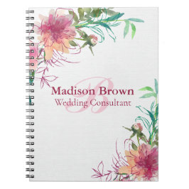 Floral Hand Lettered Monogram Wedding Consultant Notitieboek
