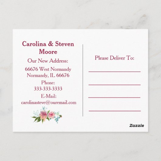 Floral Hand met het opschrift "We hebben verhuisd" Briefkaart (Achterkant)