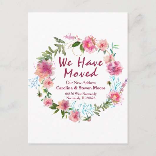 Floral Hand met het opschrift "We hebben verhuisd" Briefkaart (Voorkant)