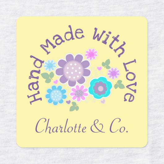 Floral handgemaakt met liefde product gepersonalis labels (Design 1)