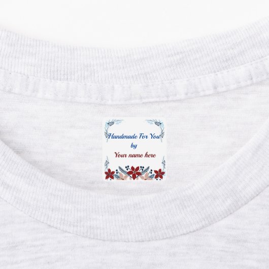 Floral Handgemaakt voor kleine vierkante kleding Labels (Aangebracht)