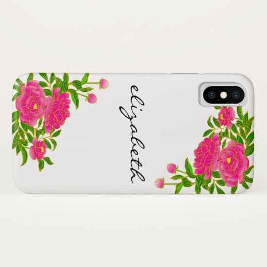 Floral handgeschreven script Case-Mate iPhone case (Achterkant (horizontaal))