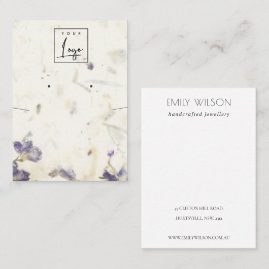 Floral Handmade Paper Texture Earning Ketting Visitekaartje (Voorkant / Achterkant)