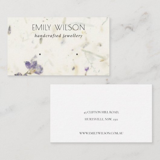 Floral Handmade Paper Textuur Stud Earring Display Visitekaartje (Voorkant / Achterkant)