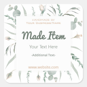 Floral Handmade Product Klein bedrijf Vierkante Sticker