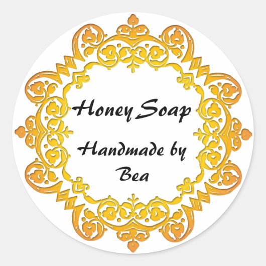 Floral  Handmade Soap Labels Yellow (Voorkant)