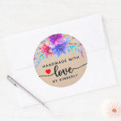 Floral Handmade with Love Classic Round Sticker (Envelop)