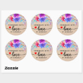 Floral Handmade with Love Classic Round Sticker (Vel)
