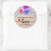 Floral Handmade with Love Classic Round Sticker (Tas)