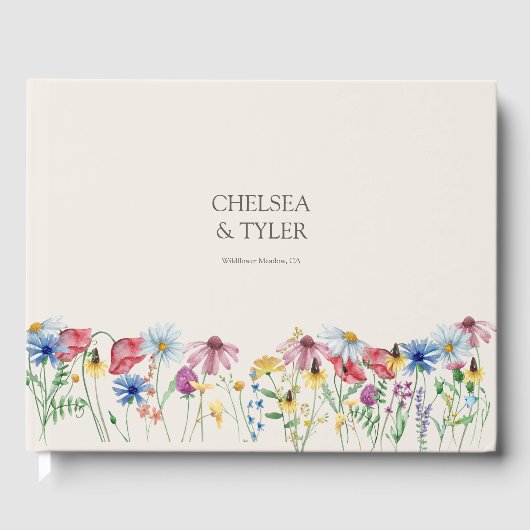 Floral Handtekening Wildflower Wedding Country Gastenboek (Voorkant)