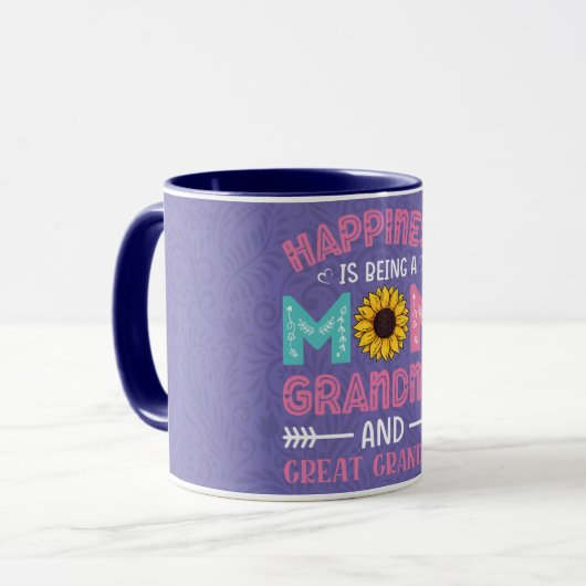 Floral Happiness is mama en oma Coffee Mok (Voorkant links)