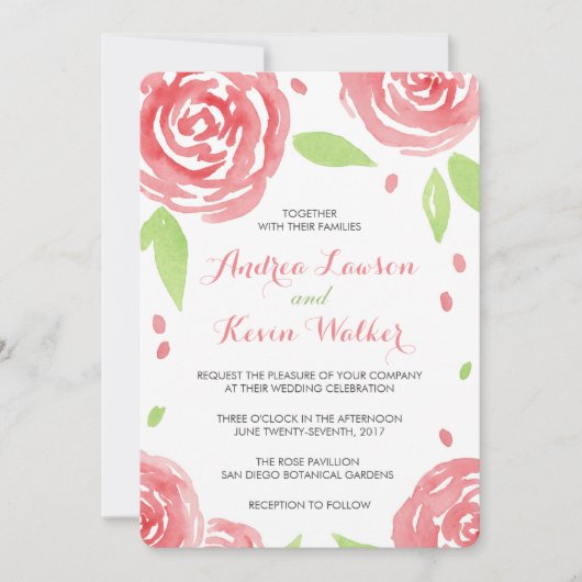 Floral Happiness Wedding Kaart (Voorkant)