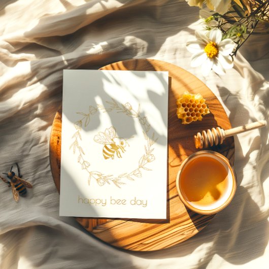 Floral Happy Bee Day Folie Verjaardag Kaart