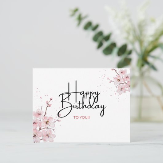 Floral Happy Birthday Briefkaart (Staand voorkant)