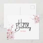 Floral Happy Birthday Briefkaart (Voorkant / Achterkant)